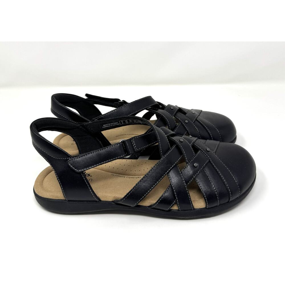 Clarks Women's Elizabelle Sea Fisherman Sandal, Black Leather, Size 8.5 - Picture 3 of 7
